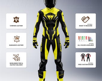 Customizable Motorcycle Racing Suit: Cowhide & Kangaroo Leather