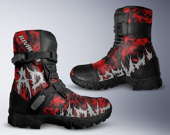 AD Leather Motorcycle Race Boots, Safety Armor, Custom Fit