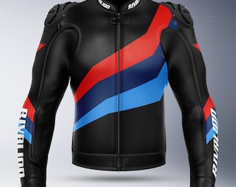 BMW Motorradレザーレーシングジャケット：取り外し可能なプロテクター