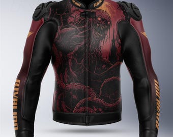 Blouson de course de moto en cuir de style créature : protection amovible