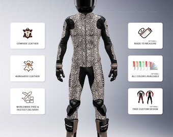 Snake Skin Style Motorcycle Racing Suit Cowhide and Kangaroo Leather, Custom Design