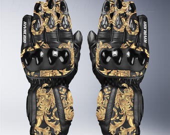 Guantes de motociclismo de cuero Royal Star con protección de seguridad