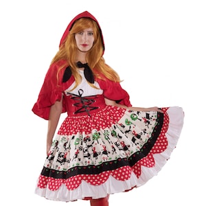 Little Red Riding Hood Unique Anime Couture Cosplay Dress and Hooded Capelet  Halloween Costume Custom Size including Plus Sizes