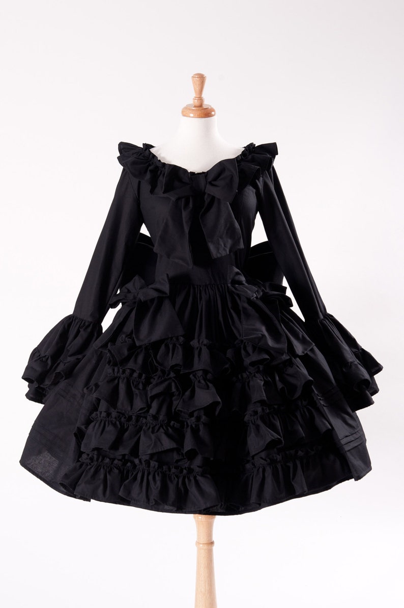 Gothic Lolita Dress Goth Loli Black Dress & Bow Cosplay Evil | Etsy