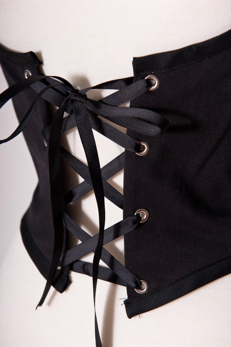 Ren Faire Renaissance Bodice Lace Up Vest Steampunk Pirate Wench Black Under Bust Underbust Renn Fair Medieval Costume Custom Size