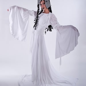 Mummy Bride of Frankenstein Ghost Zombie Gown Vampire White Dress Spooky Womens Adult Handmade Halloween Costume Custom Size Plus