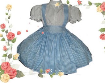 Dorothy Dress Wizard of Oz Costume Blue Gingham Dress Handmade High Quality Halloween Costume  Womens Adult Custom Size including Plus Sizes