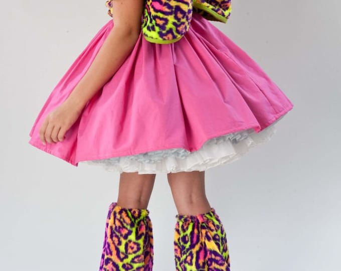 Babydoll Dress and Leggings Hot Pink Neon Leopard Faux Fur Etsy