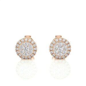 1/2 CTW Natural Diamond Round Cluster Halo Stud Earrings | Round Diamond Earrings For Women | Gold Diamond Studs | Perfect Gift For Her