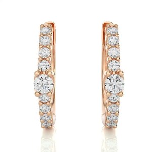 1/2 CTW  Blooming Elegance Huggie Earrings | 14k Solid Gold Huggies | Round Diamond Hoop Earrings | Diamond Huggie Hoops | Gift For Her