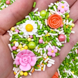 Wildflower Bloom Sprinkle Mix - Floral sprinkles - Green Sprinkles - Fairy Sprinkles - Flowers - Boho Sprinkles - Roses - Boho Baby Shower