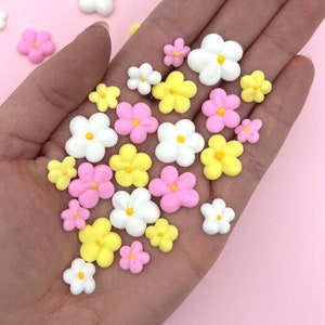 54 Spring Blossoms Icing Flowers  - Royal Icing Flowers - Cake Toppers - Pink Flowers - Sprinkles - Sugar Flowers - Cupcake Toppers - Edible