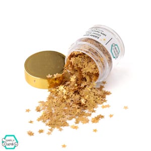 Essbare Sterne aus natürlichem Goldglitzer: Farbstofffreie, vegane Tortendekoration (2 Gramm)