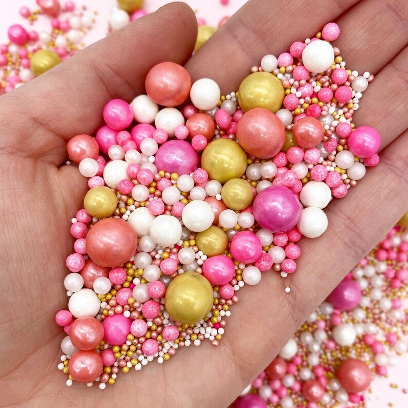 Pink Champagne Sprinkle Mix Sprinkle Pearls Edible Pearls Etsy