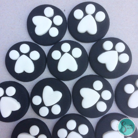 Cake Cupcake Toppers Any Colour 12 X Paw Patrol Cat Dog Paw Prints