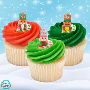 12 Nutcracker Sugar Shapes | Edible Christmas Cupcake Toppers | Holiday Cake Decorations | by Simply Sucré