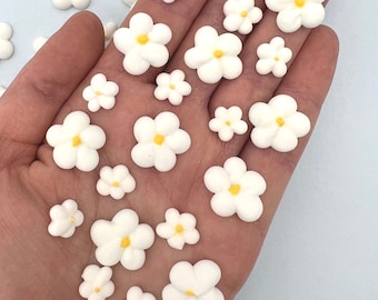 54 White Blossoms Icing Flowers  - Royal Icing Flowers - Cake Toppers - White Flowers - Sprinkles - Sugar Flowers - Cupcake Toppers - Edible