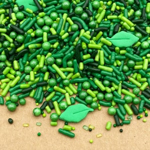 Jungle Leaves Sprinkle Mix - Leaf Sprinkles - Green Sprinkles - Jungle Sprinkles - Sprinkles Jungle - Safari - Candy - Dinosaur Sprinkles