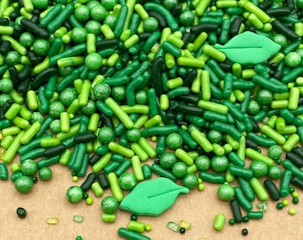 Green & Brown Cake Sprinkles 35g – Dinosaur Jungle Farm Theme Decor For Cupcakes & Baking