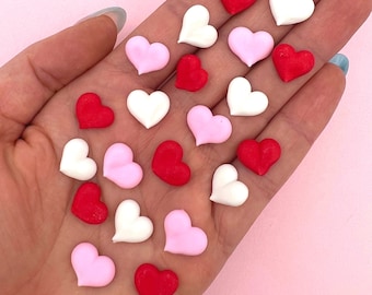 36 Valentine Mini Heart Icing Decorations - Sugar Hearts - Pink - Valentines Day - Edible Decorations -  Pink Icing Hearts - Simply Sucre