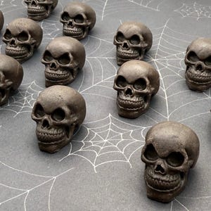 6 Dye-Free 3D Sugar Skulls - Natural - Artificial Dye Free - Vegan Gluten-Free Dairy-Free - Halloween Cake and Cupcake Decorations