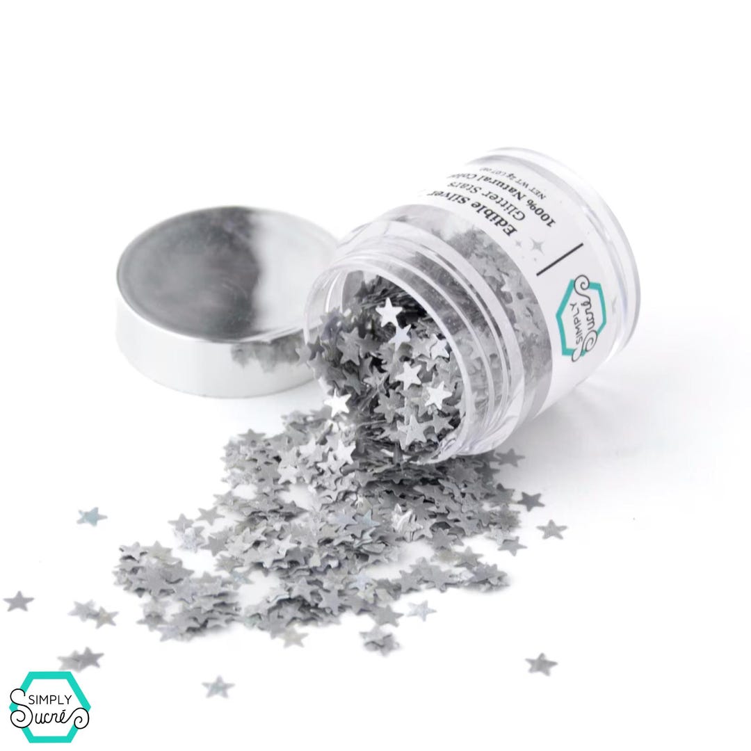 Edible Silver Glitter Stars: Natural Vegan Cake Toppers - Etsy