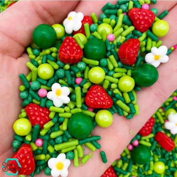 Strawberry Fields Sprinkle Mix: Edible Strawberry Party Sprinkles