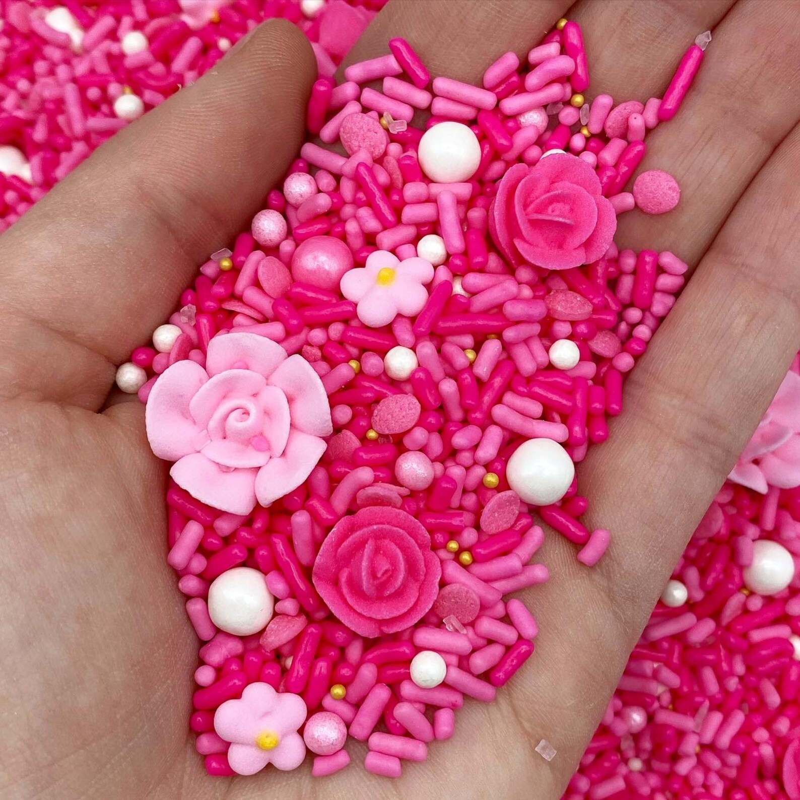 Pink Bloom Sprinkle Mix Floral sprinkles Pink Sprinkles Etsy