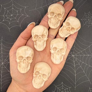 6 Dye-Free Skull Sugar Shapes - Natural - Artificial Dye Free - Vegan Gluten-Free Dairy-Free - Halloween Cake and Cupcake Decorations