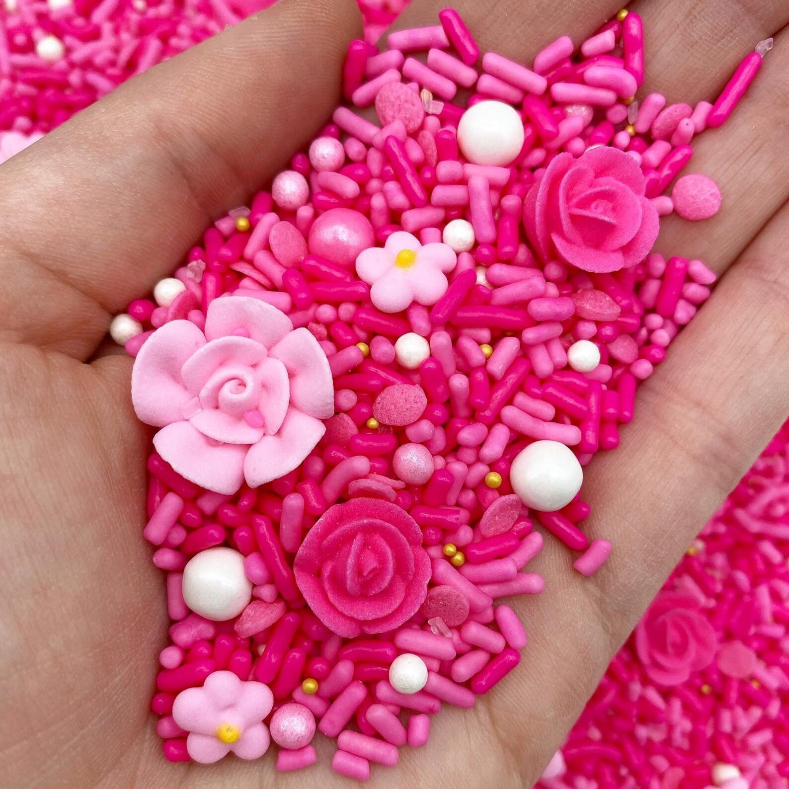 Pink Bloom Sprinkle Mix Floral sprinkles Pink Sprinkles Etsy