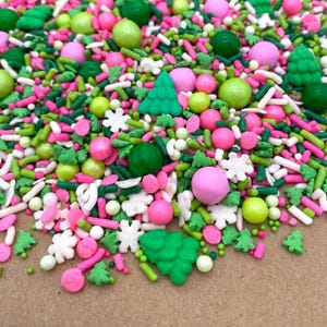 Pink Christmas Sprinkle Mix - Pink Sprinkles - Edible - Christmas Cake - Christmas Tree - Christmas Gift - Stocking Stuffers - Tree Sprinkle
