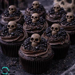 6 Vegan Black Sugar Skulls: Dye-Free Halloween Cake Decorations