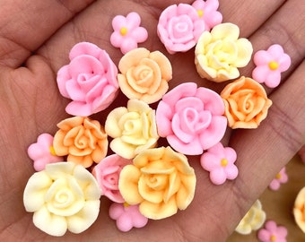30 Tea Party Icing Flowers  - Royal Icing Flowers - Cake Toppers - Yellow Flowers - Sprinkles - Sugar Flowers - Tea Party - Edible
