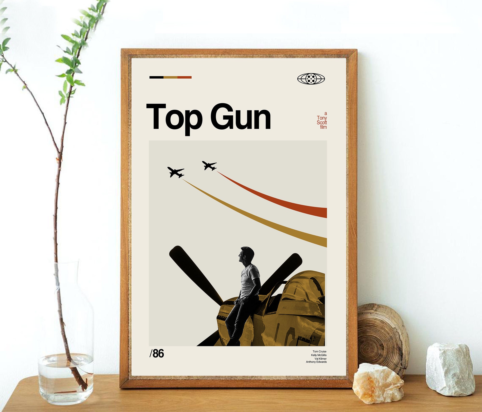 TOP GUN poster vintage inspired, Art Print -mid century movie poster Midcentury