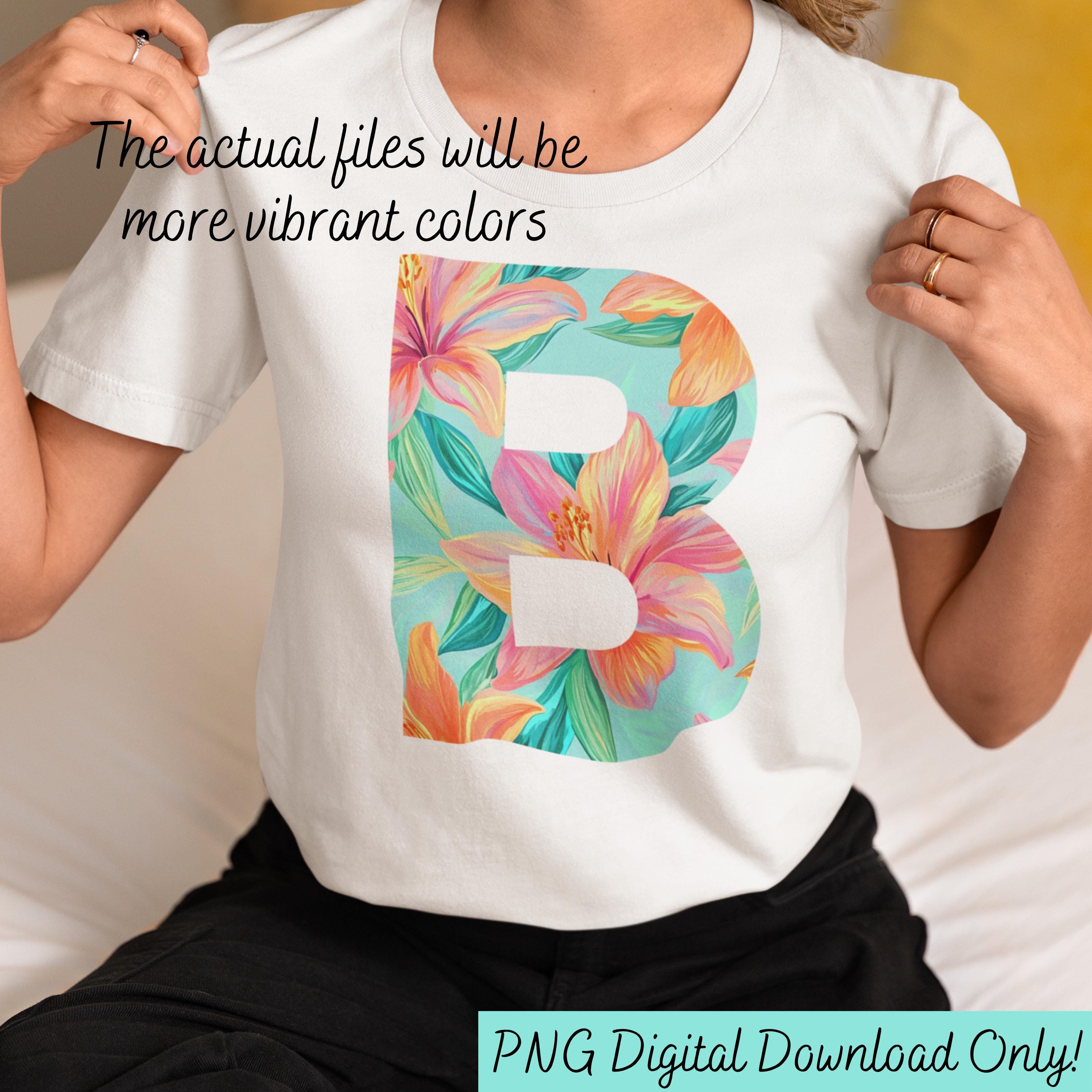 Lily Floral Alphabet PNG: Watercolor Flower Letters (digital Download ...