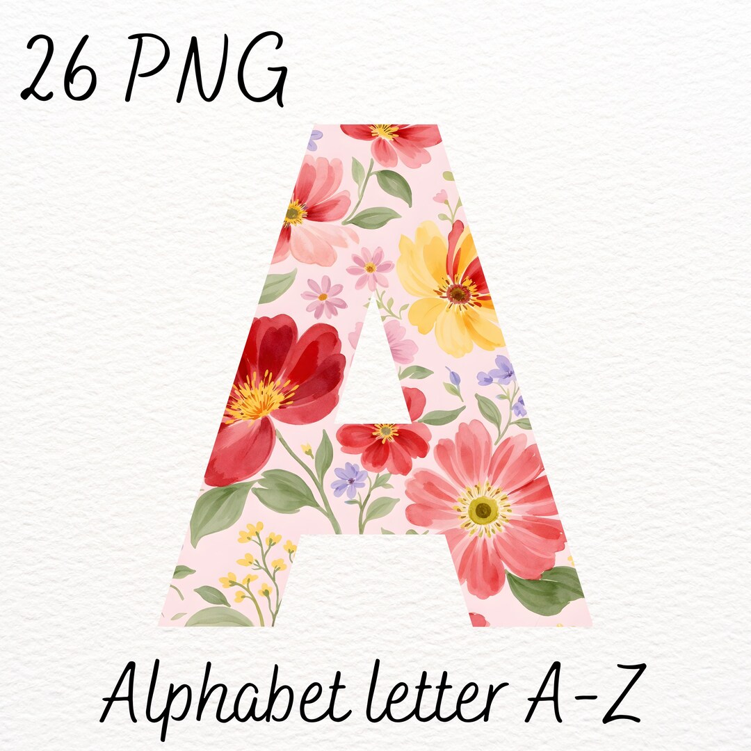 Spring Watercolor Floral Alphabet A-Z PNG Letters (digital Download) - Etsy