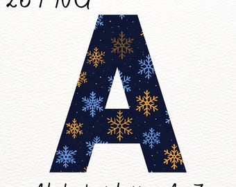 Christmas Snowflake Alphabet PNG: Festive Winter Letters (Digital Download)