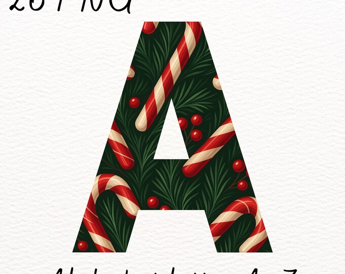 Christmas Candy Cane Alphabet: Festive PNG Clip Art (digital Download ...