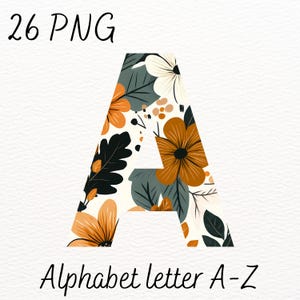 Floral Alphabet PNG Letters: Earthy Botanical Monogram (Digital Download)