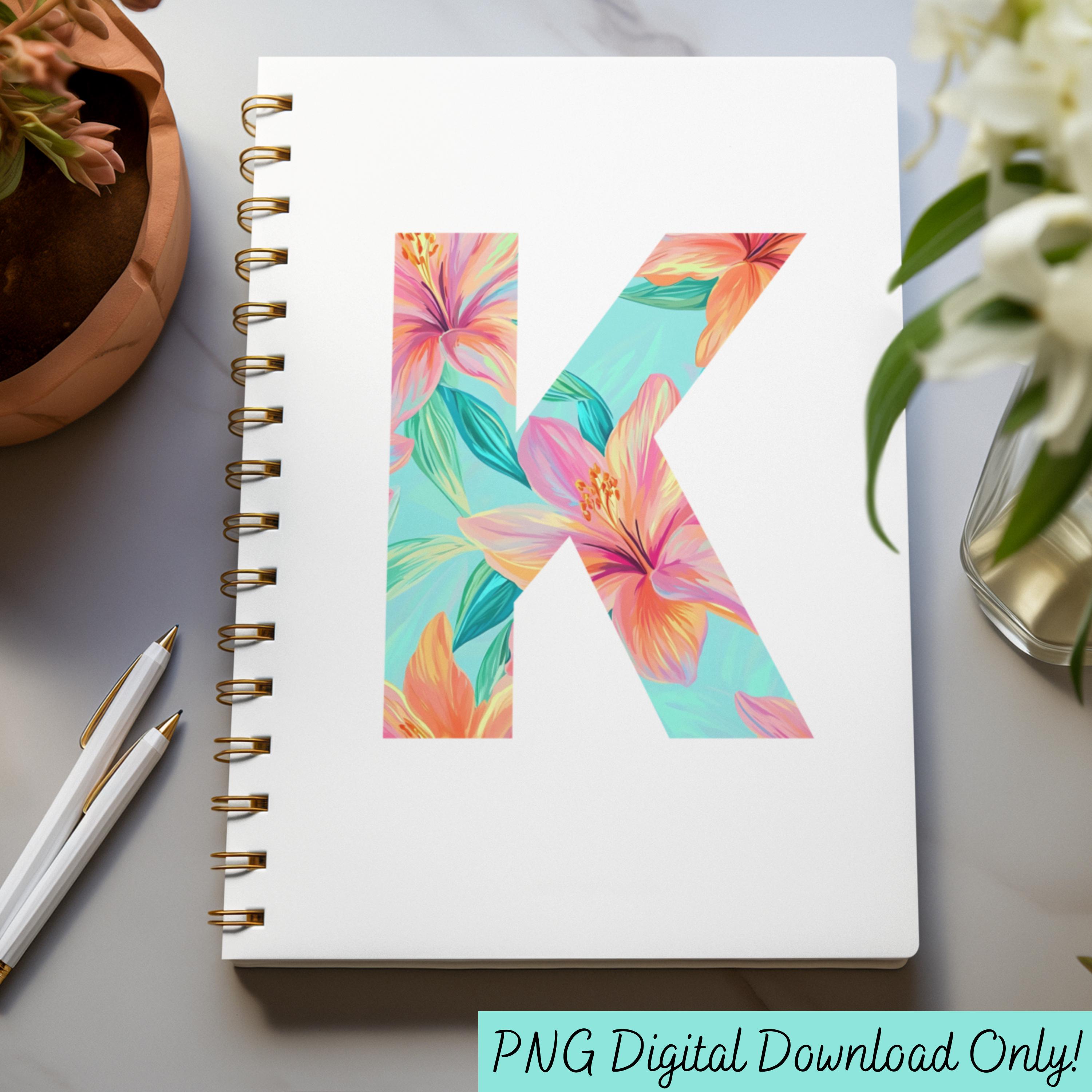 Lily Floral Alphabet PNG: Watercolor Flower Letters (digital Download ...