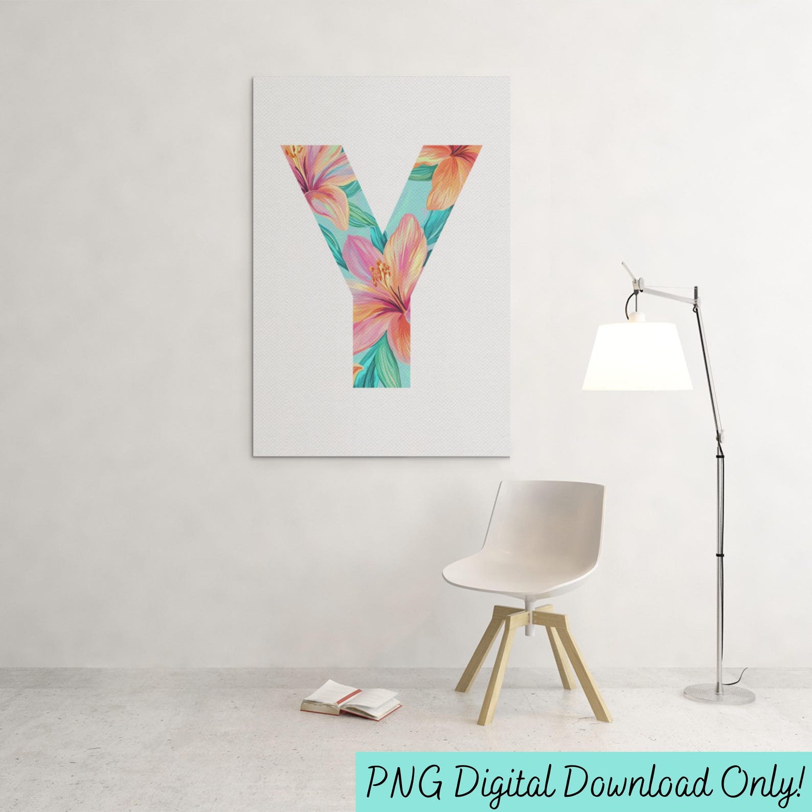 Lily Floral Alphabet PNG: Watercolor Flower Letters (digital Download ...