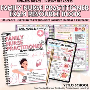 Guida allo studio per infermieri di famiglia, appunti di preparazione all&#39;esame FNP, materiale di studio per la revisione infermieristica, oltre 130 pagine con risorse bonus, download immediato