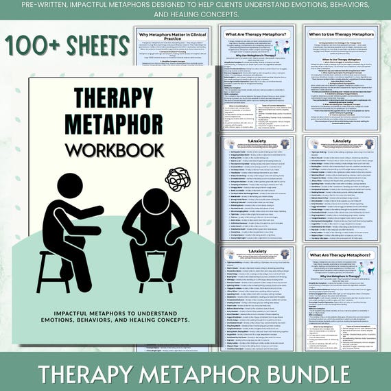 Therapy Metaphor Worksheet Bundle, Counseling & Psychology Activities, Mental Health Worksheets for Clients Therapists, CBT DBT Tools
