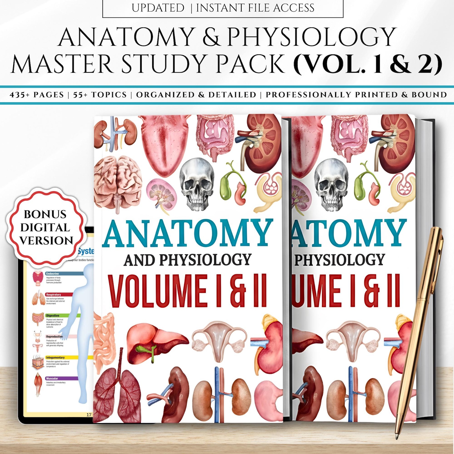 Anatomy & Physiology Study Guide Book | 435+ Pages Nursing Medical ...