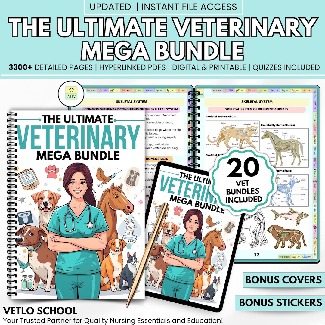 Veterinary Study Guide Mega Bundle | Vet Student Digital Notes ...