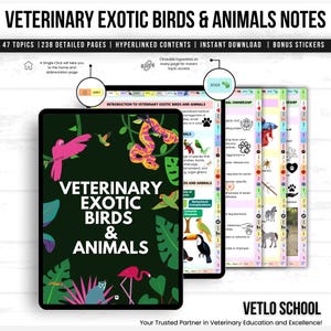Veterinary Exotic Birds & Animals Notes, Digital Vet Medicine Study Guide, Avian Exotic Pet Care Reference, Veterinary Student