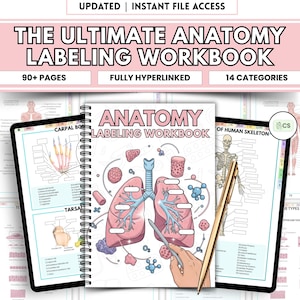 Human Anatomy Labeling Workbook | Anatomy Study Guide PDF | Nursing Student Study Sheets | Anatomy Labeling Worksheets | Instant Download
