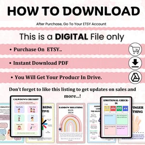 Może przedstawiać: Oferta pobrania cyfrowego z instrukcjami dotyczącymi pobierania produktu po zakupie. Obraz zawiera tekst "HOW TO DOWNLOAD" i "This is a DIGITAL File only". Wyświetlanych jest r&oacute;wnież kilka cyfrowych list kontrolnych.
