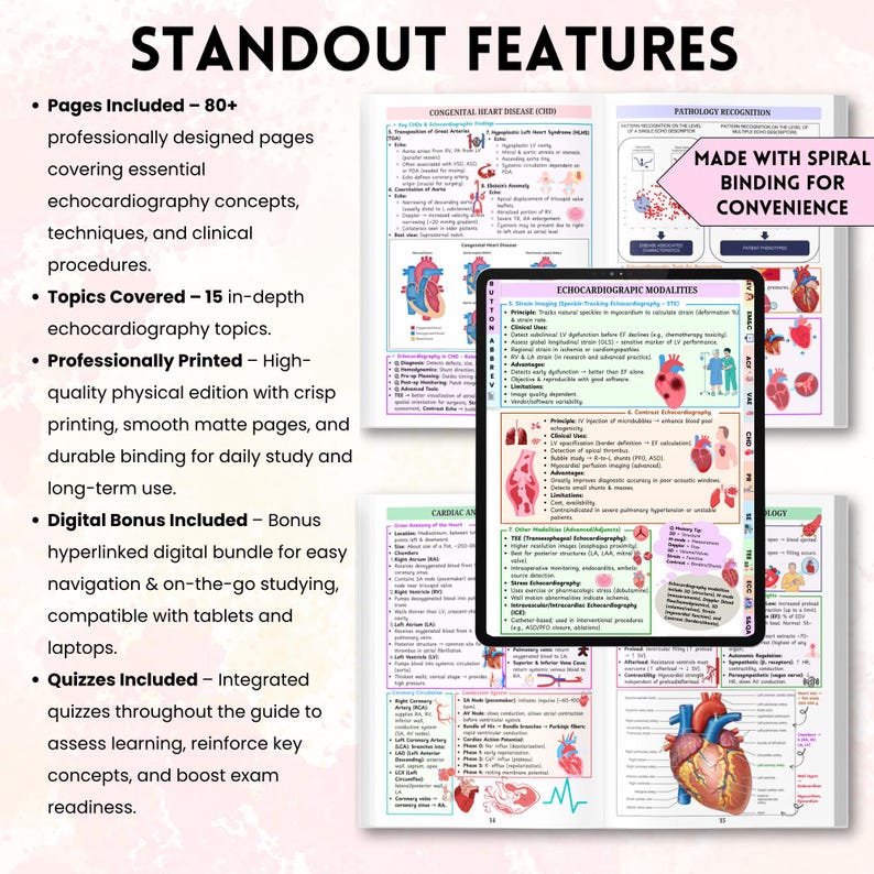 Echocardiography Book | Echo Study Guide Physical Edition | Heart ...