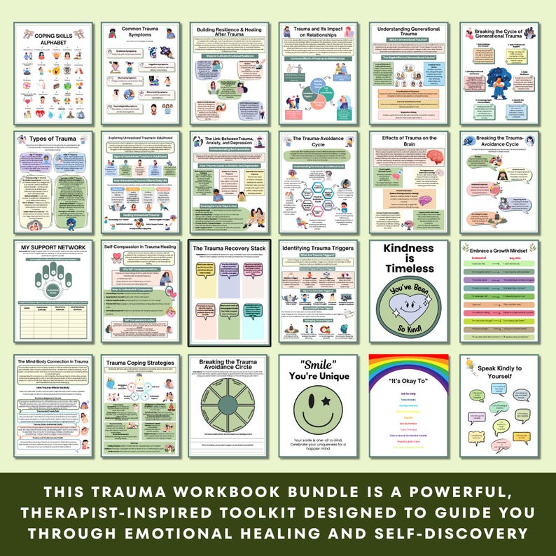 Trauma Healing Workbook Bundle: Self-care Activities (digital Download ...